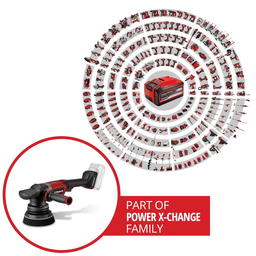 Einhell Professional Polisseuse excentrique sans fil CP-EP 18/125 Li BL-Solo Power X-Change (18 V, plateau 125 mm, moteur Brushless, vitesse de rot. 500-3 800 tr/min, avec 3 disques, sans batterie) - 2