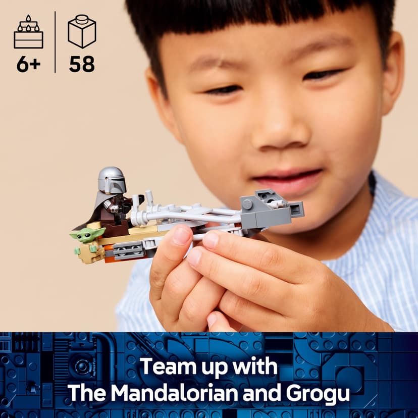 LEGO Star Wars 75436 The Mandalorian & Grogu's Speeder Bike Toy - incl. a Grogu Figure & Din Djarin Minifigure w/a Blaster - Small Birthday Gift for 6+ Year Old Boys & Fans - 2