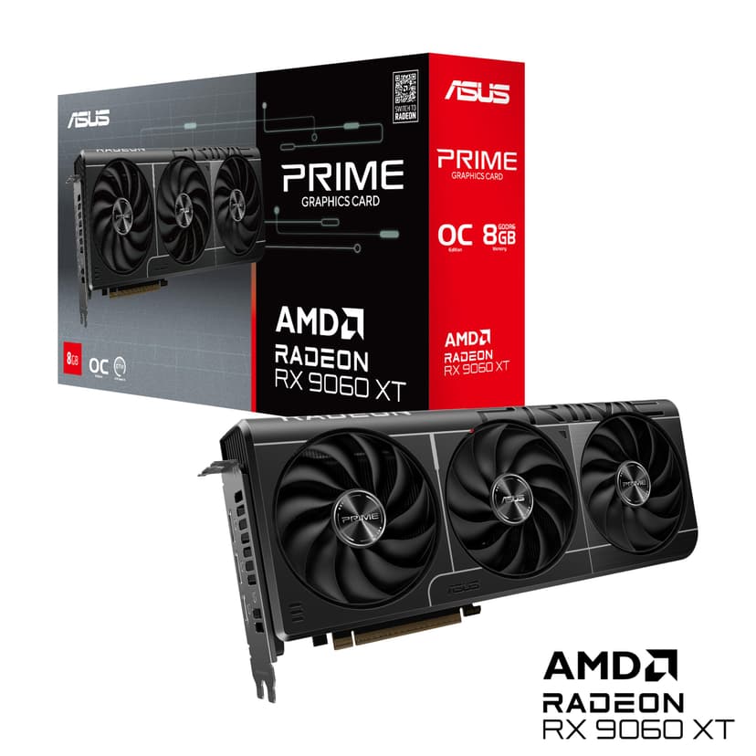 ASUS PRIME RX9060 XT OC, PCIe5, 8GB DDR6, HDMI, 2 DP, 3330MHz Clock, Overclocked, Compact SFF-Ready - 2