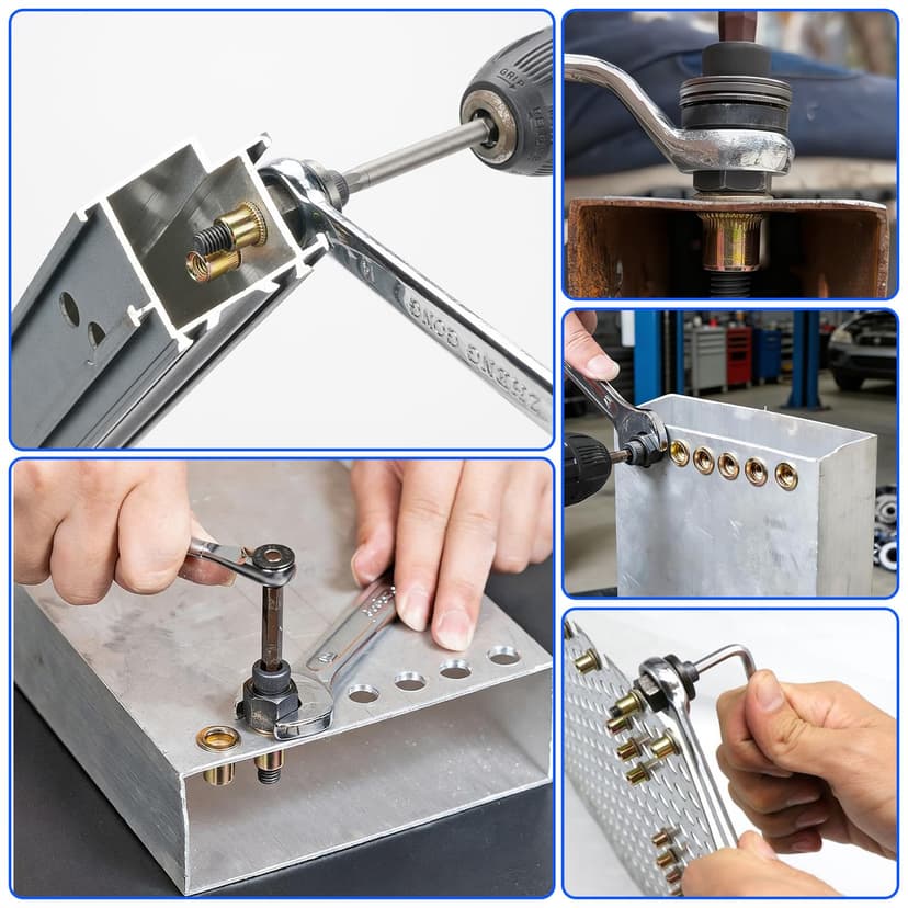 NINGYER 7 Pièces Écrous à Tête de Rivet à Main, Insert Fileté Metal avec 70 Éécrous, pour M3, M4, M5, M6, M8, M10, M12 Pinces à Riveter, Riveteuses Manuelles (7 Tailles) - 7