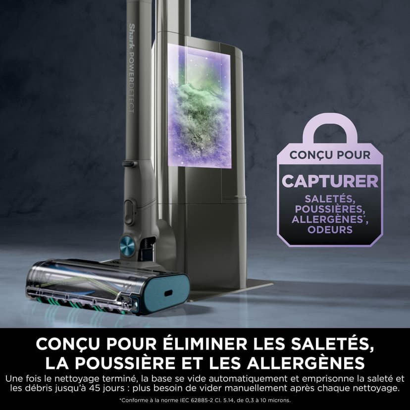 Shark PowerDetect Clean et Empty aspirateur sans fil, PowerFins, Reverse Clean, station 2L, Anti-Hair Wrap Plus, 70 min, léger, poils d’animaux et multi-surfaces, Gris IP3225EUT - 7