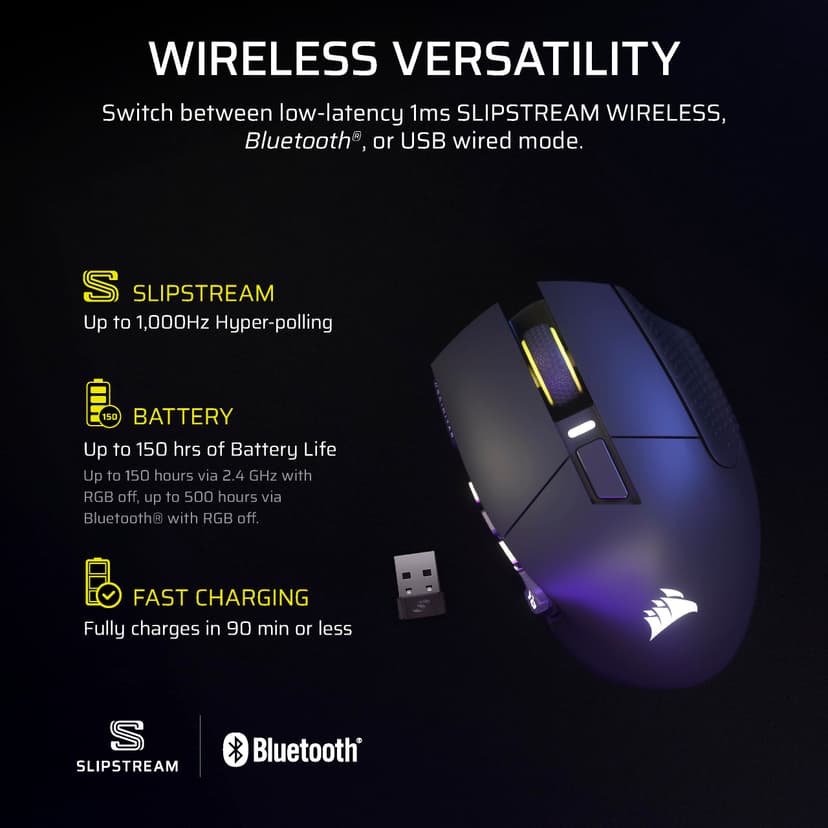 Corsair SCIMITAR ELITE WIRELESS SE MMO PC Gaming Mouse – 33,000 DPI, 16 Programmable Buttons, Key Slider, Elgato Virtual Stream Deck, 1,000Hz Polling, Up to 150-Hour Battery – Gunmetal - 7