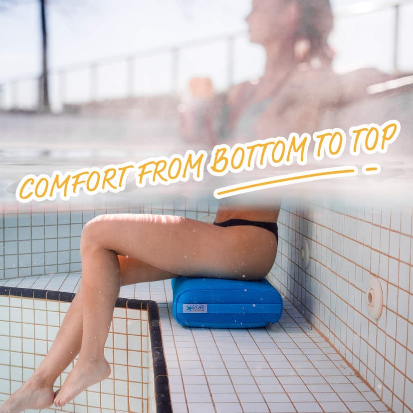 STAR SPLASH Hot Tub Booster Seat, 15 x 12 x 5 Inches - Hot Tub Pillow with Non-Slip Micro Dot Bottom and 6 Weighted Sections - Quick Dry Bath Accessories for Indoor or Outdoor Spa - 9
