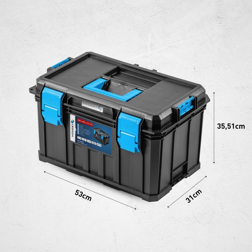 Högert Technik - HT7G501 Tool Box on Wheels, Load Capacity up to 50 kg, Practical and Spacious, Resistant to Damage, Dustproof, Robust ABS Clasps, Modular Construction - 5
