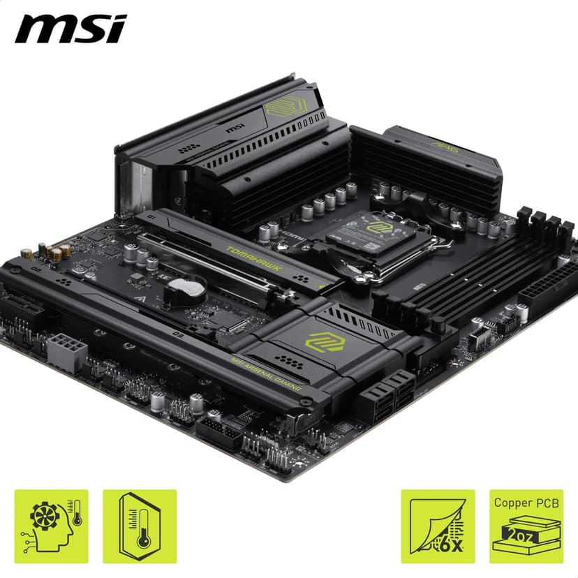 MSI MAG B850 TOMAHAWK WIFI Motherboard, ATX - Supports AMD Ryzen 9000/8000 / 7000 Processors, AM5-80A SPS VRM, DDR5 Memory Boost 8200+ MT/s (OC), PCIe 5.0 x16, M.2 Gen5, Wi-Fi 7, 5G LAN - 4