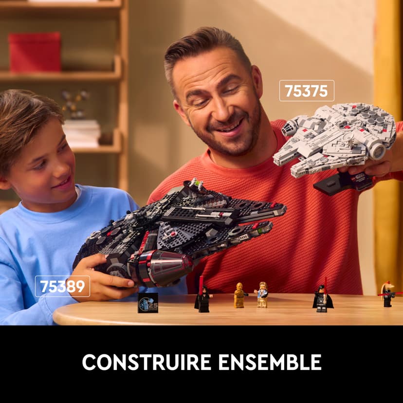 LEGO Star Wars 75375 Millennium Falcon - Set de Construction de Vaisseau Spatial Collector pour Adulte - Présentoir & Plaque Descriptive pour Déco de Bureau - Cadeau pour Fans de Un Nouvel Espoir - 6