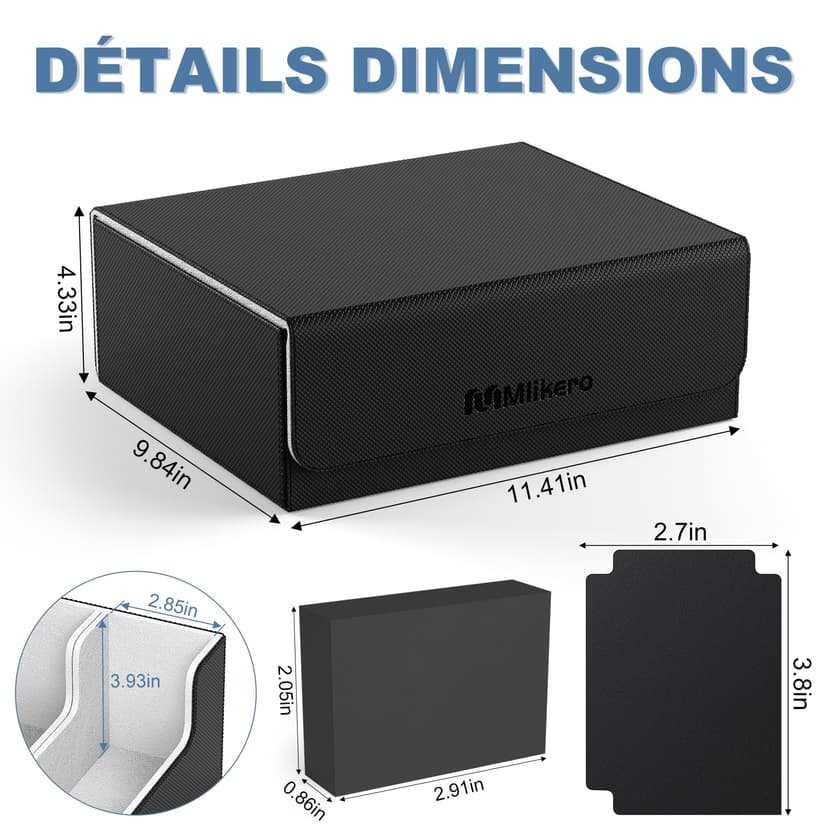 Mlikero Card Deck Case for Trading Cards 1800+, Leather Magnetic Closure Commander Storage Box Magic Card Protectors Fit for MTG and Sport Cards - 3