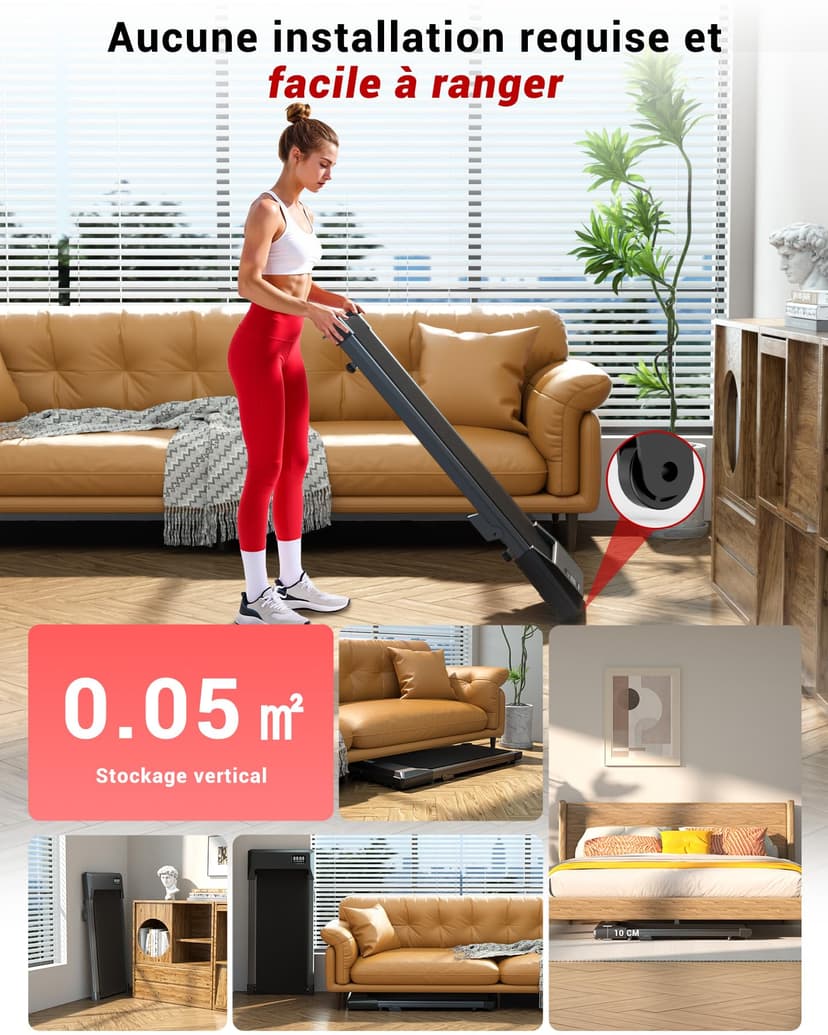 Superun Raceable Treadmill 2.5HP App Control Treadmill Under Desk MAX 136kg Portable Walking and Running Machine at Home and Office with Cruso Exercises and Multi-Player Race - 9
