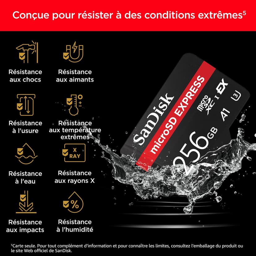 SanDisk microSD Express Card 256GB - Works with Nintendo Switch™ 2 (Up to 880MB/s Read, Up to 650MB/s Write, 210MB/s Sustained Write, SanDisk QuickFlow Technology, ThermAdapt, UHS-I, U3, C10) - 5
