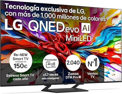 LG 75QNED93A6A - TV 75", 4K QNED EVO, Smart TV, WebOS 25, Powerful and Intelligent Processor, MiniLED AI, Super Upscaling, Dolby Vision and Atmos, Alexa/Google Assistant, Black