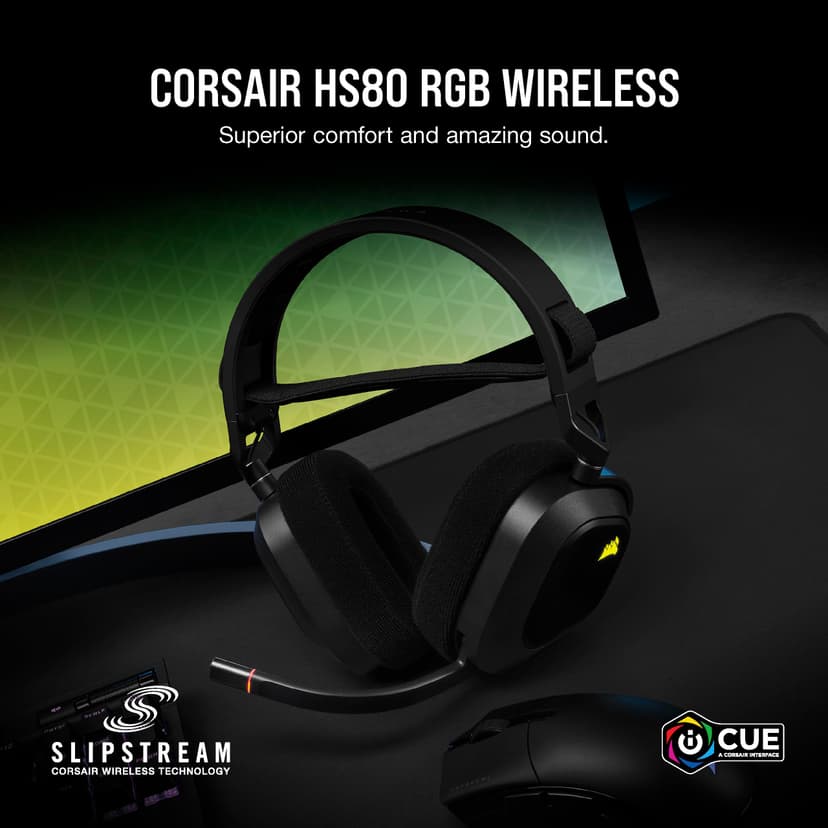 Corsair HS80 RGB Wireless Casque Gaming Premium avec Dolby Atmos Audio (Faible Latence, Microphone Omnidirectionnel, sans Fil Jusqu'à 18 Mètres, 20 Heures d'autonomie, Compatibilité PS5/PS4) Carbone - 3