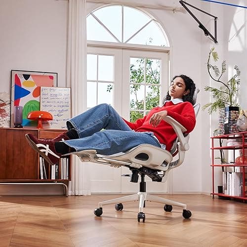 SIHOO B100 Ergonomic Office Chair, Comfy Desk Chair with Adaptive Dynamic Lumbar Support, Computer Chair with Extra Wide Headrest, Flip-Up Armrests, 90-135° Tilt Lock and Breathable Mesh Cushion
