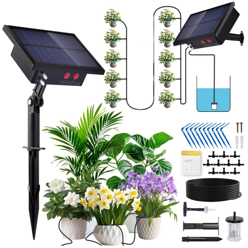 Solar Irrigation System Kit, 10 Drippers/10m Watering Hos… - 1