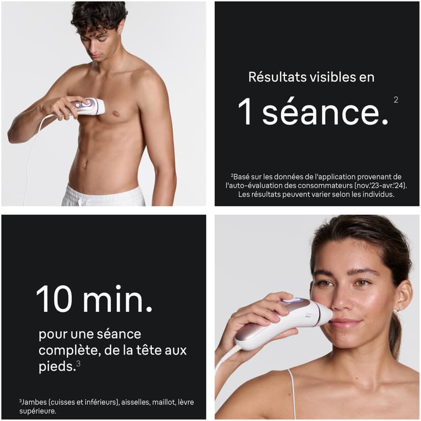 Braun Epilateur Lumiere Pulsee Intelligent Skin i·expert PL7263, Blanc et Bronze – Alternative au Laser à Domicile, Filaire, avec Pochette, Rasoir Gillette Venus, 3 Têtes, Connecté à L’Application - 4