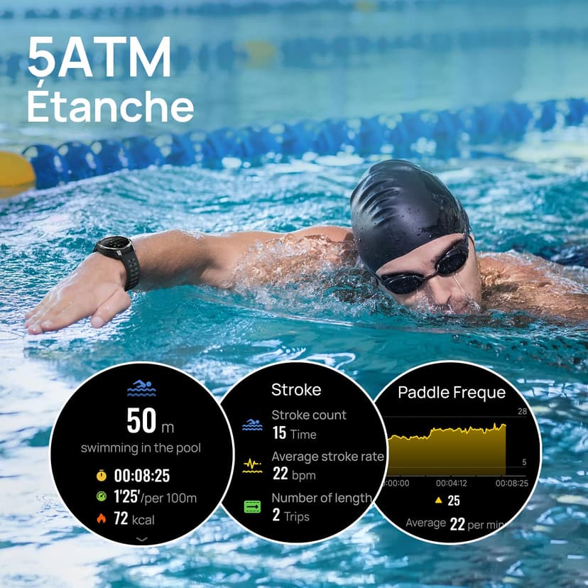 Mibro GS Pro2 Montre Connectée Homme Sport 1,43" AMOLED, avec GPS pour Running/Randonnée, Spécialisé dans Le Style Padel, 150 Modes Sportifs, Appel Bluetooth, Autonomie 20J (Gris Foncé) - 6