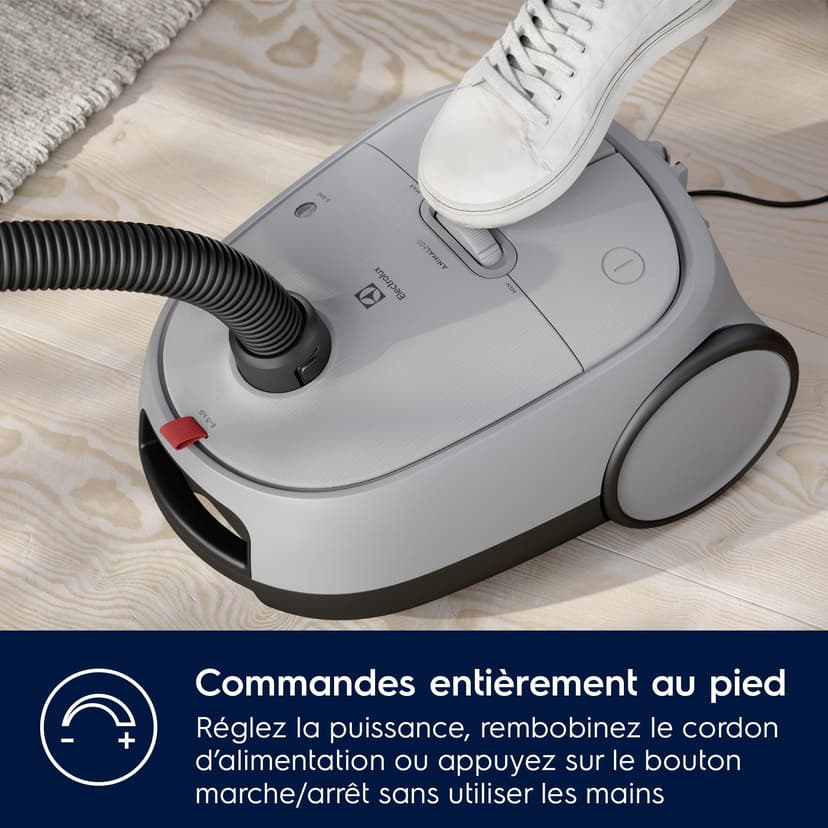 Electrolux 600 Animal, Vacuum Cleaner with Bag, Pet Hair Kit, 50% Recycled Plastic, Hygiene Filter 12 Washable, Cord 12 m XXL, EB61A5UG, Grey - 4