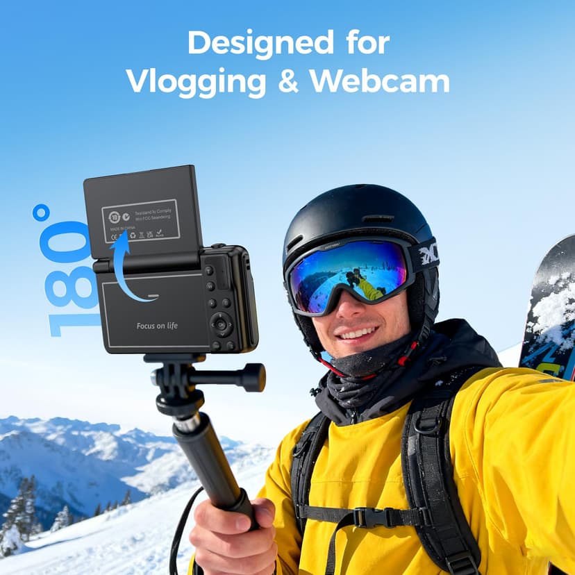 4K Digital Camera for Photography Vlogging: 64MP Compact Cameras with Flip Screen & Anti-Shake - Gift for Beginners Teens Adults - Mini Video Cam 16X Zoom Travel for Boys Girls - 4