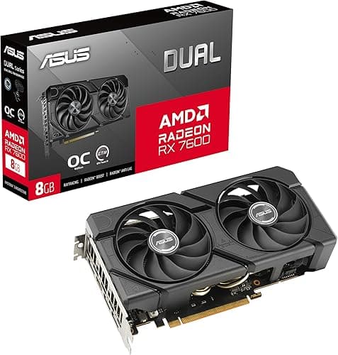 ASUS DUAL RX7600 EVO OC, 8GB DDR6, HDMI, 3 DP, 2715MHz Clock, Overclocked