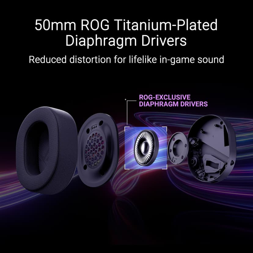 ASUS ROG Pelta - Casque gaming sans fil - connectivité tri-mode avec Speednova, membranes de 50mm plaquées en titane, micro à bande ultralarge de 10mm, batterie de 60 heures, conception légère de 309g - 4