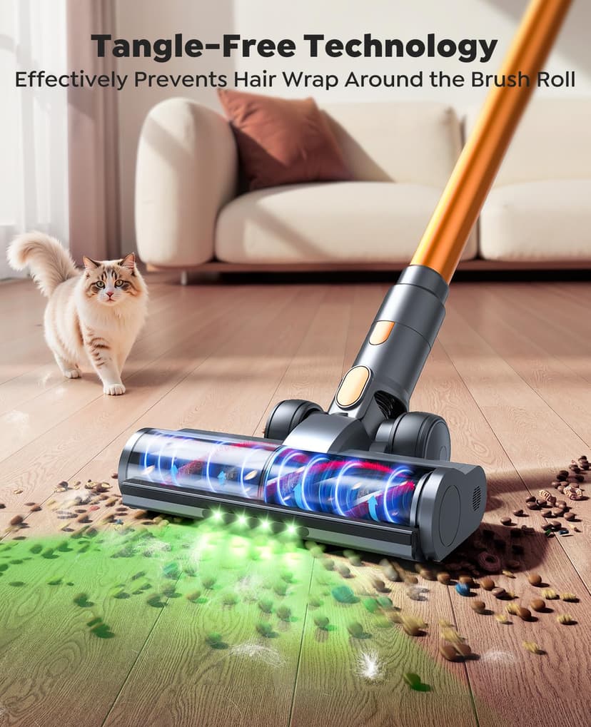 SMOTURE Cordless Vacuum Cleaner,50Kpa/600W Powerful Stick Vacuum with Self-Standing Design &1m Flexible Hose, 65Mins(eco) Runtime Anti-Hair Wrap Cordleme Carpet Hard Floor Car Pet Hair - 8