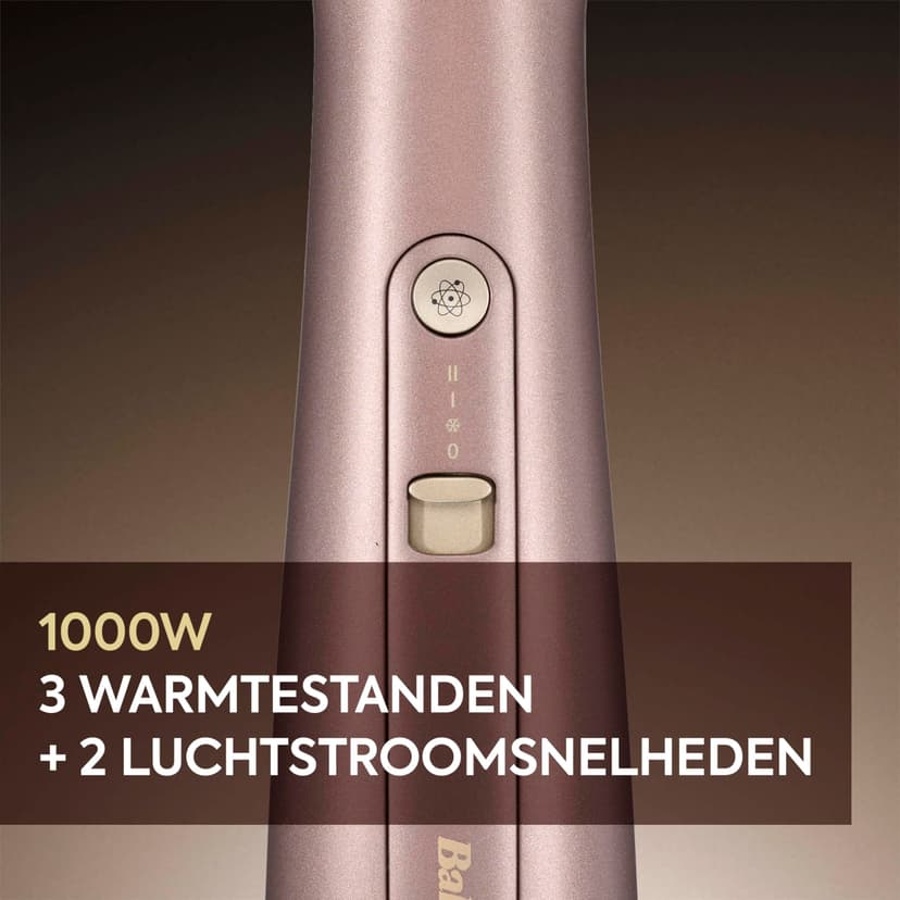 BaByliss Air Power Volume Blower Brush - Drying & Blow Drying, 2-in-1 - On Wet or Dry Hair, 3 Temperature Settings, Ionic & Ceramic, Gold, AS95E - 5