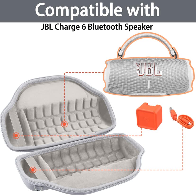 co2CREA Hard Carrying Bag Storge Case for JBL Charge 6 Portable Wireless Bluetooth Speaker with Detachable Shoulder Strap,Case Only - 4