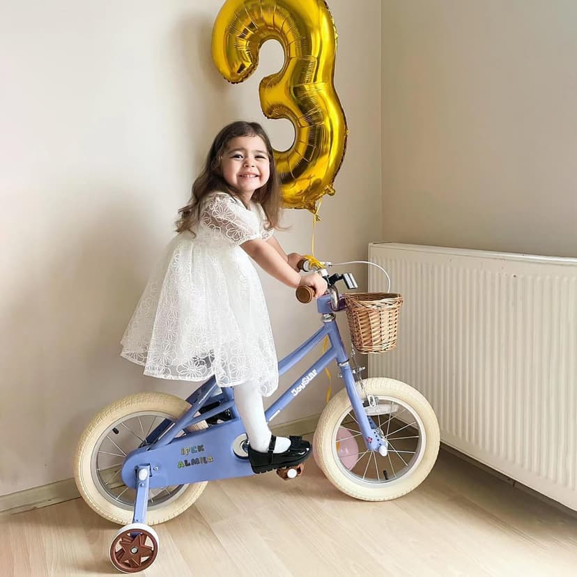 JOYSTAR 14 Pouces vélo pour Enfants de 3 à 5 Ans, vélo pour Filles avec Roues stabilisatrices et Panier, Violet - 6