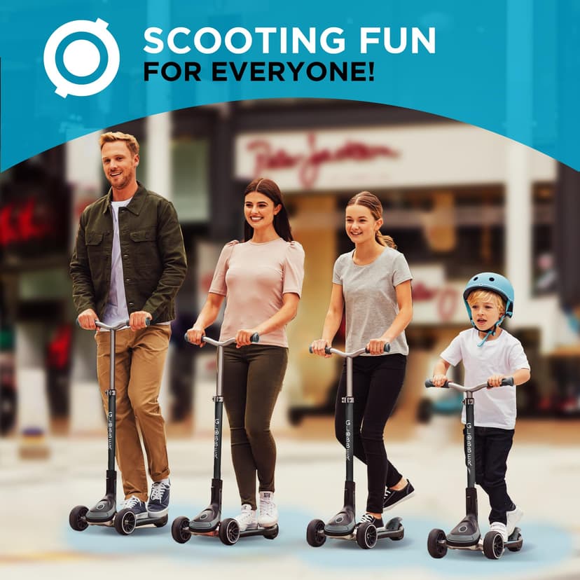 Globber Ultimum Lights, Charcoal Grey - Foldable Scooter with Lights, 3 Wheels, Adjustable Handlebar, Wide Deck, Rear Braking, 100 kg Max Weight, 2 Years Warranty - 2