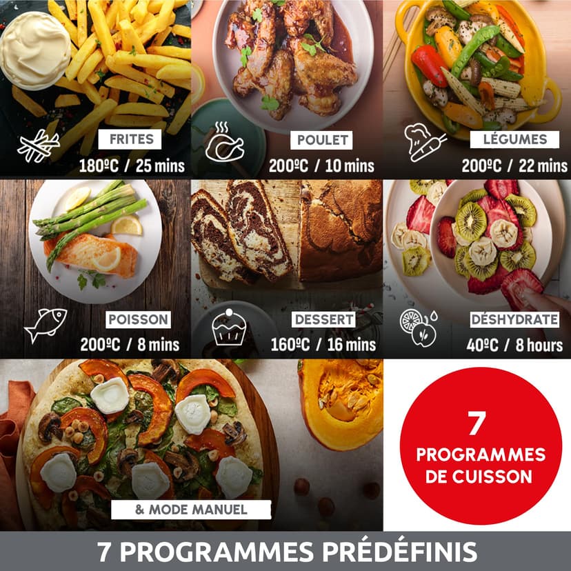 Moulinex Friteuse sans huile, Capacité 8,3 L, Jusqu'à 8 personnes, 7 programmes automatiques, Ecran tactile digital, Économie d'énergie, Air Fryer, Application dédiée, Easy Fry Dual EZ901820 - 4