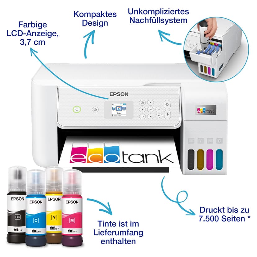 EcoTank ET-2876 Imprimante Multifonction A4 à réservoir d'encre Wi-FI avec Un Stock d'encre jusqu'à 3 Ans - 2