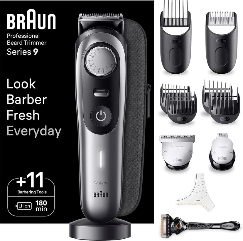 Braun Tondeuse À Barbe Series 9 BT9440, Tondeuse À Barbe Électrique, Avec ProBlade, La Lame La Plus Affûtée De Braun, Outils Professionnels, Base De Recharge Et 180 Minutes D’autonomie - 1
