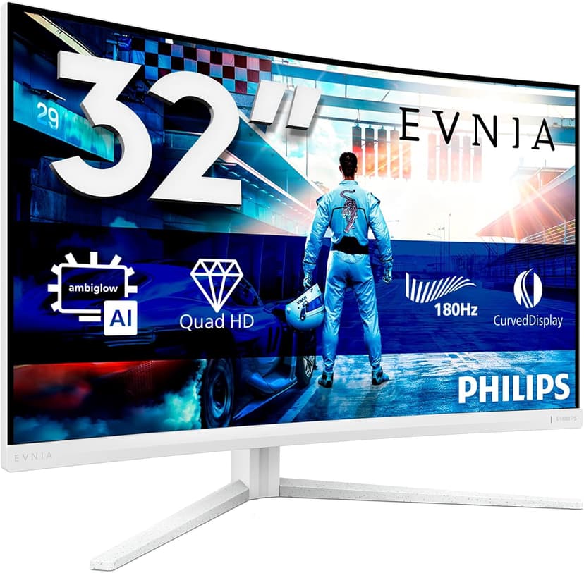 Philips Evnia 32M2C5501-32 inch QHD Curved Gaming Monitor, 180 Hz, 1 ms GtG, FreeSync Premium (2560x1440, 2x HDMI 2.0, 1x DisplayPort1.4) white - 1