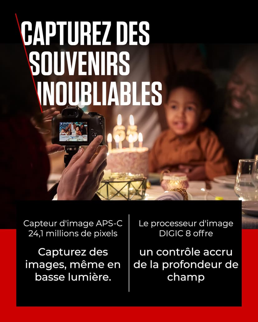 Canon EOS R100 Appareil Photo Hybride Compact à capteur APS-C stabilisé 24M Pixels, Vidéo 4K, Wi-FI, AutoFocus Dual Pixel, boitier Nu Noir - 3