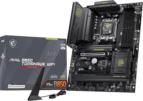 MSI MAG B850 TOMAHAWK WIFI Motherboard, ATX - Supports AMD Ryzen 9000/8000 / 7000 Processors, AM5-80A SPS VRM, DDR5 Memory Boost 8200+ MT/s (OC), PCIe 5.0 x16, M.2 Gen5, Wi-Fi 7, 5G LAN
