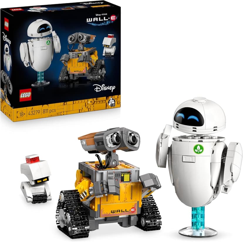 LEGO | Disney et Pixar Wall-E et Eve - Set de Construction pour Adulte - Maquette à Exposer - Robots en Briques avec Figurines de M-O & Hal - Décoration Maison DIY - Cadeau Collector pour Fans 43279 - 1