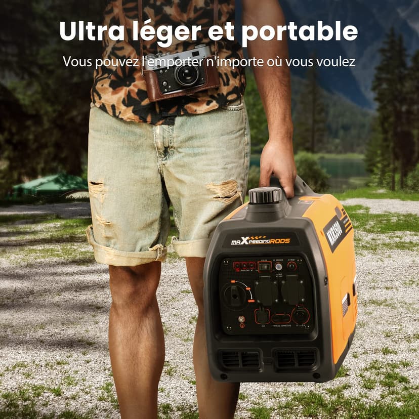 maXpeedingrods 3500W Portable Inverter Generator petrol 4-stroke with USB and 230 V sockets Super quiet and light as an emergency power generator for camping travel garage caravan construction site - 3