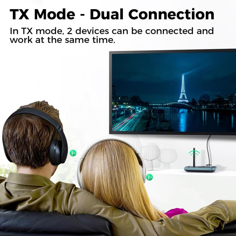Bluetooth 5.0 Transmitter Receiver - SOOMFON Bluetooth TV Adapter with Volume Control, Dual Link Long Range Audio Bluetooth Transmitter for TV to Wireless Headphones (Optical, RCA, Aux) - 2