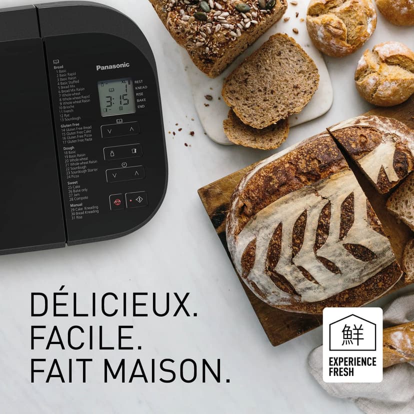 Panasonic SD-YR2550SXE Machine à Pain Auto, Distributeurs de Raisins Secs, de Noix et de Levure, 31 Programmes Auto, Double Capteur de Température, Minuterie Numérique de 13 h, Écran LCD, Argenté - 2