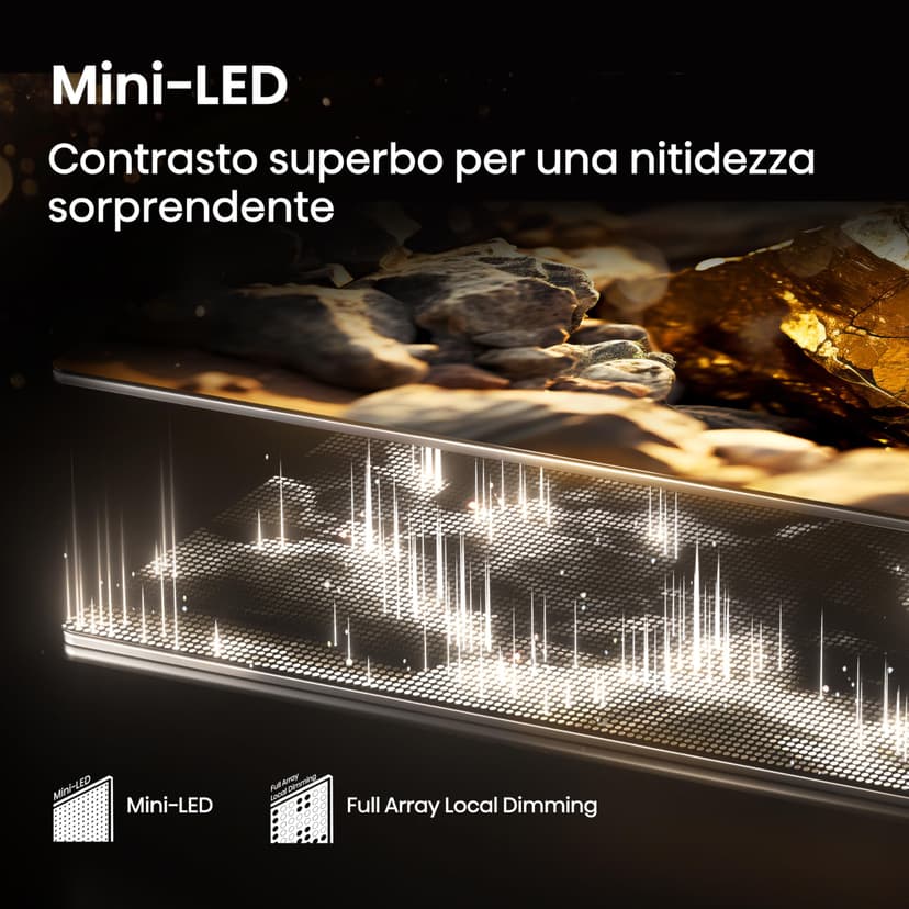 Hisense 65E8Q Mini LED Smart TV, Quantum Dot, 144Hz, Integrated Subwoofer, Dolby Vision IQ & Dolby Atmos, Full Array Local Dimming, Hi-View Engine Processor - 9