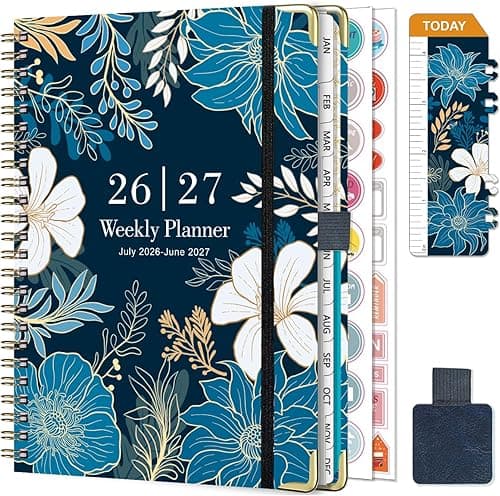 NEYSA Diary 2026 2027 Week to View - A5 Academic Diary July 2026 - June 2027 (12 Months) Planner with Self-adhesive pen loop, Ruler Bookmark & Stickers
