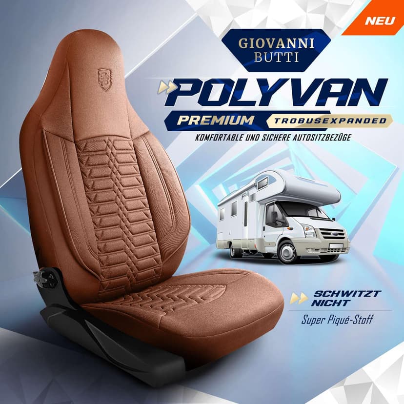Universal Car Seat Covers for Motorhome & Caravan - Front Seats Car Seat Cover Made of Lacoste Fabric, Terracotta, Airbag Compatible Seat Cover, Car Seat Cover, Front Seat Set - 2