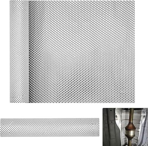 ZHIYUQL® Car Heat Protection Plate Exhaust Heat Protection Mat 100 cm x 40 cm Heat Protection Plate Aluminium Heat Protection Heat Plate Embossed Heat Protection Film for Car Motorsport Insulation
