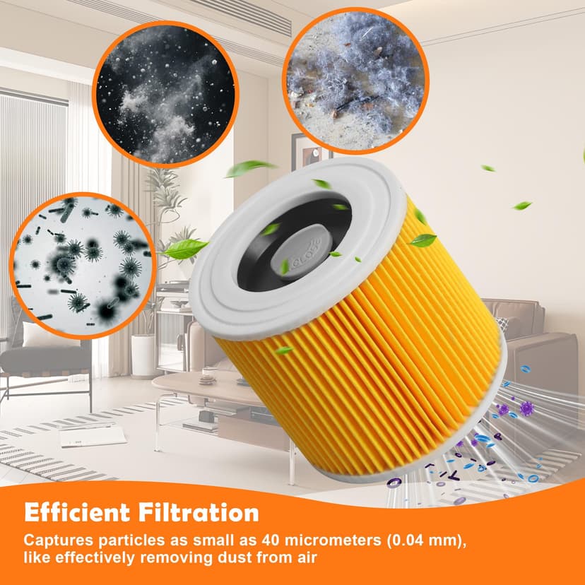 Pack of 15 for Kärcher KFI 357 Vacuum Cleaner Bags + 2 Filters + 2 Filter Brushes Replacement for Kärcher WD2 Plus, WD2, WD3, SE4002, SE4001 KWD1-3 WD3.200, 2.863-314.0, Filter for WD3P Accessory Set - 4