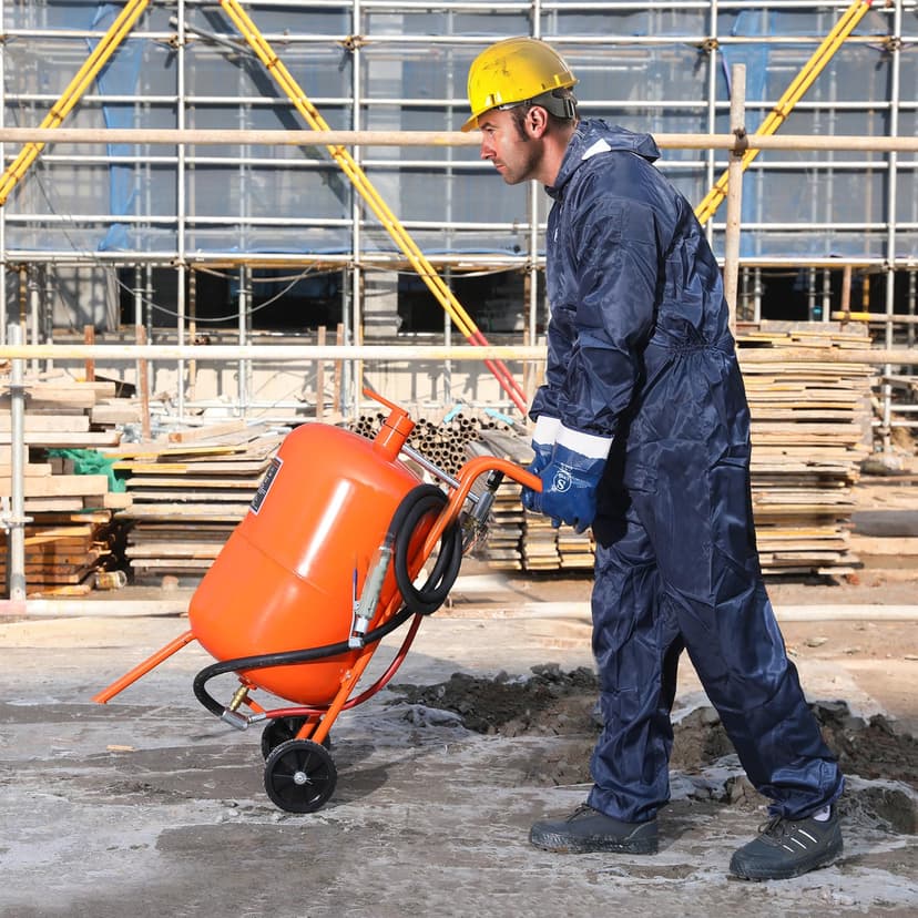 VEVOR Mobile Sand Blasting Machine 75.7L Sandblasting System 8ft Work Hose Sandblaster 60-110PSI Working Pressure Ideal for Removing Rust, Paint, Stains and Polishing Large Areas - 8