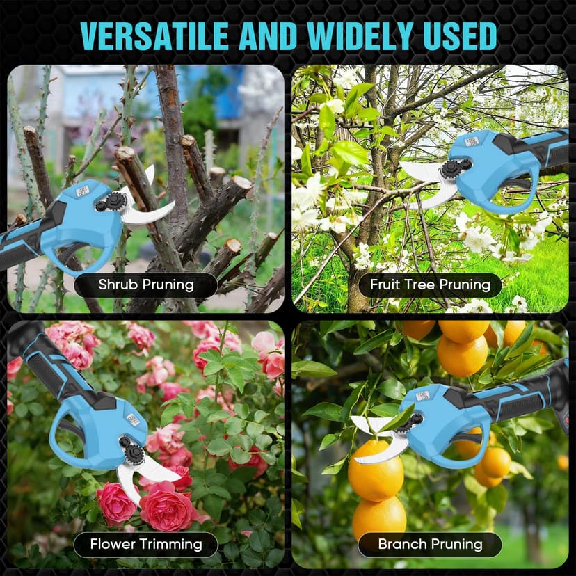 Sécateur Électrique Sans Fil 40 mm, Secateur Electrique avec Batterie 3000mAh, Lames Sharp SK5, Moteur Sans Balais, Écran LED, Sécateur sur Batterie pour Vigne, Olivier, Arbre Fruitier, Jardinage - 6