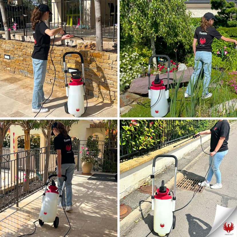 PHOENIX - Pulverisateur électrique de Jardin sur Roue Roller Sprayer, Pulverisateur Jardin avec Tuyau de 3m pour Une Pulvérisation sans Effort, pulvérisateur à Batterie, Autonome, Portable et Léger - 7