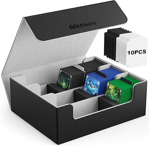 Mlikero Card Deck Case for Trading Cards 1800+, Leather Magnetic Closure Commander Storage Box Magic Card Protectors Fit for MTG and Sport Cards