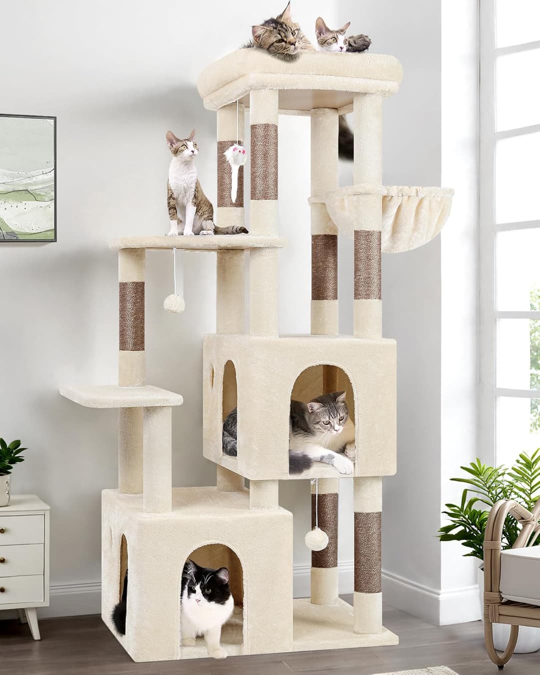 Globlazer Beige Scratching Post for Adult Cats Stable wit…