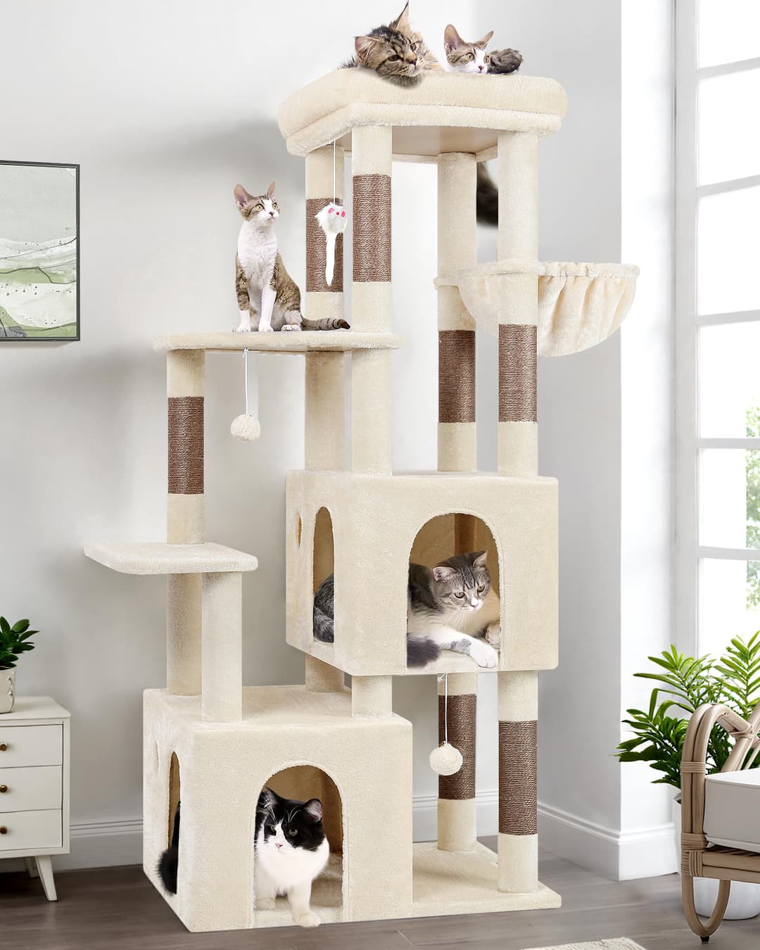 Globlazer Arbre à Chat Beige Grand avec 2 Grande Niches, …