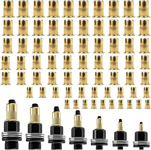 NINGYER 7 Pièces Écrous à Tête de Rivet à Main, Insert Fileté Metal avec 70 Éécrous, pour M3, M4, M5, M6, M8, M10, M12 Pinces à Riveter, Riveteuses Manuelles (7 Tailles)